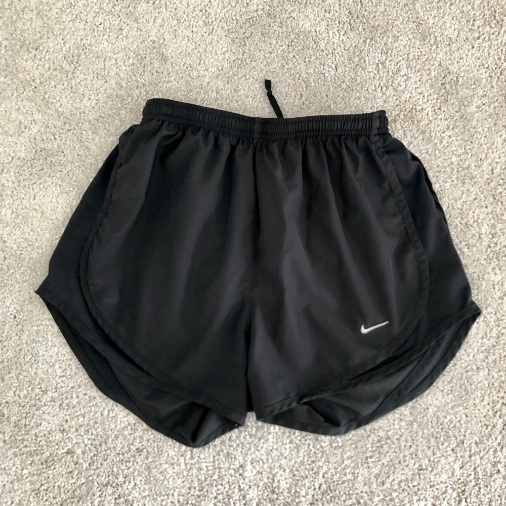 Solid black Nike running shorts